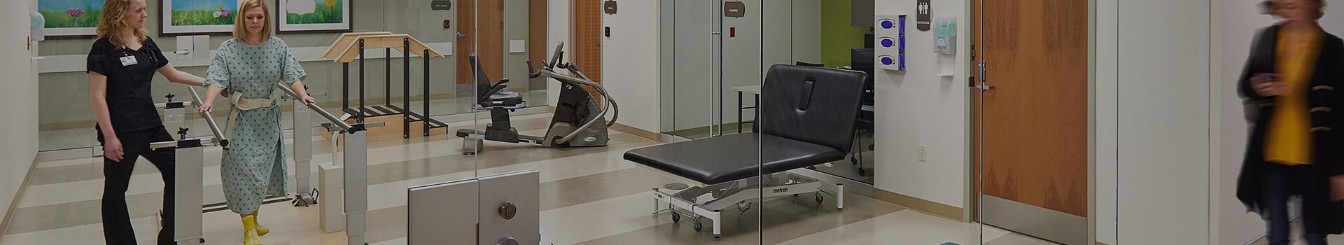 physical therapy patient learning to walk